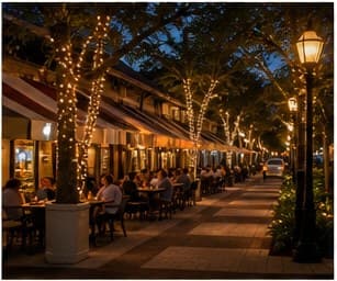 Outdoor dining and walking district in Naples Florida