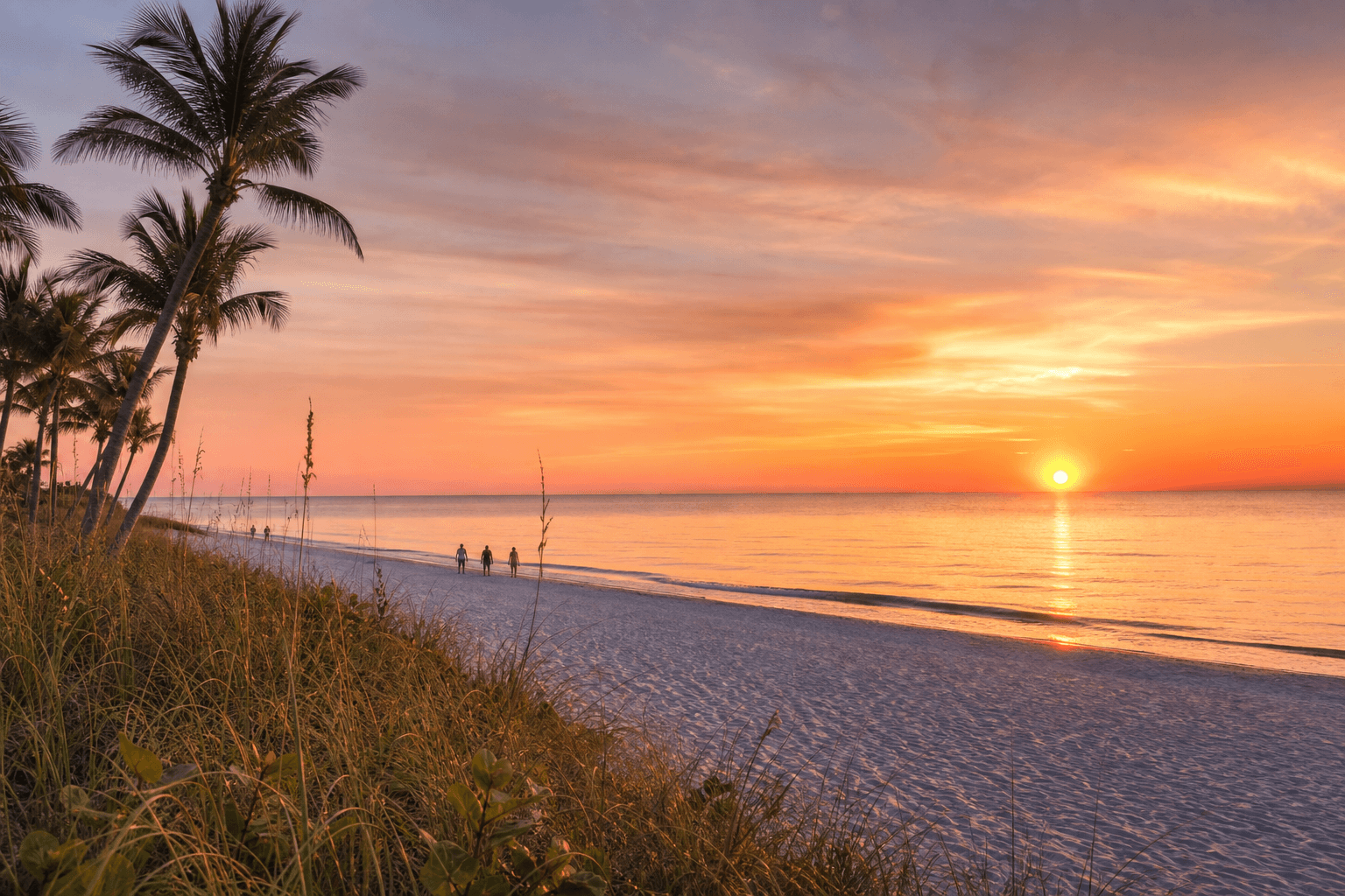 Naples beach sunset over the Gulf of Mexico
