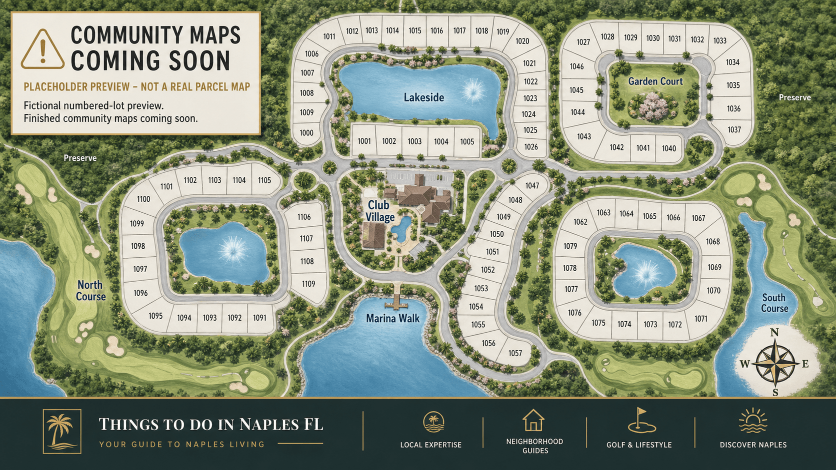 Placeholder preview of a fictional community parcel map for Things To Do In Naples FL